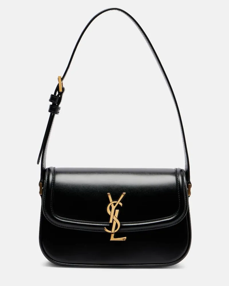 Saint Laurent Schultertasche Solferino Mini aus Leder Schwarz