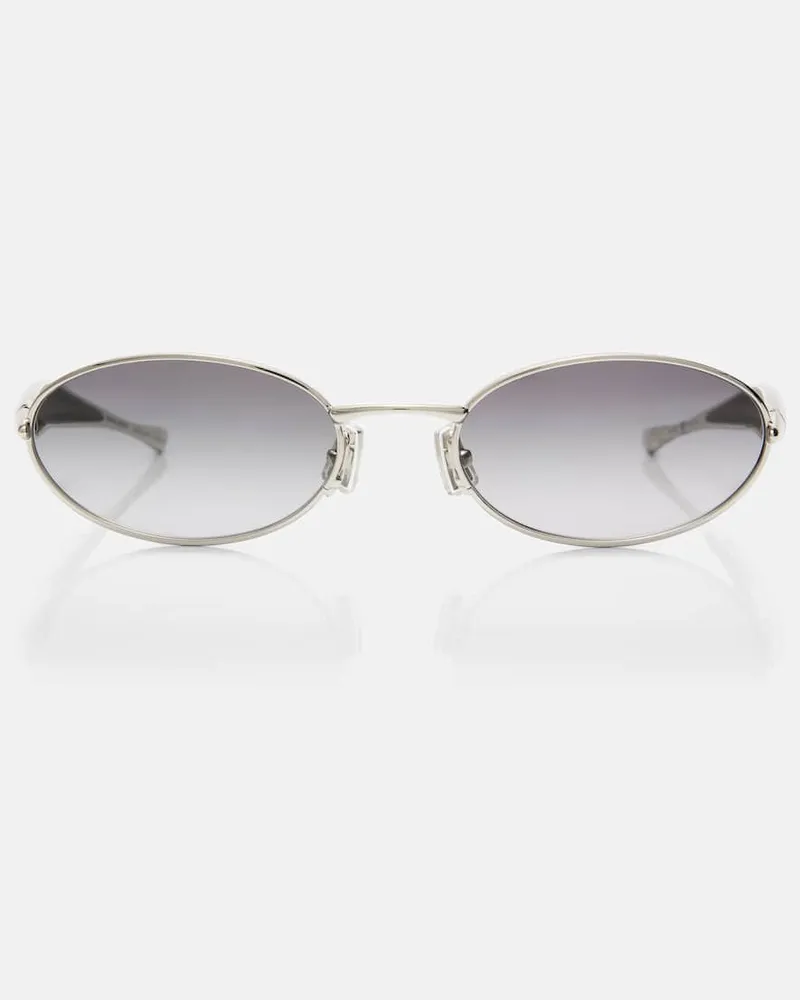 Bottega Veneta Ovale Sonnenbrille Sardine Silber