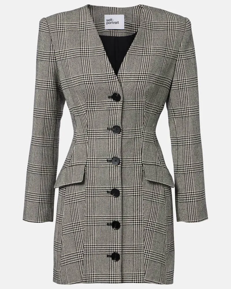 Self-Portrait Minikleid aus einem Wollgemisch Schwarz