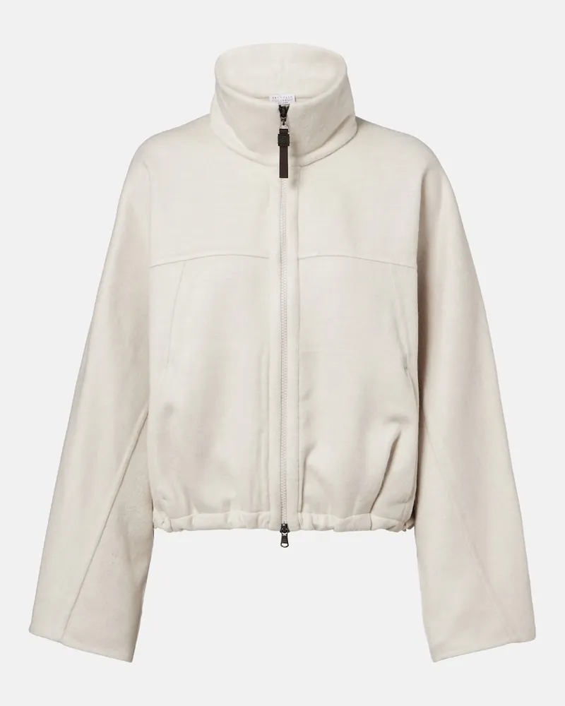 Brunello Cucinelli Jacke Monili aus Schurwolle Weiß