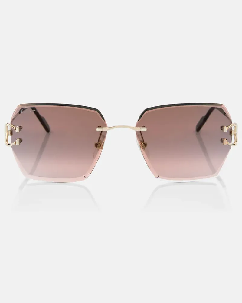 Cartier Eckige Sonnenbrille Signature C de Cartier Gold