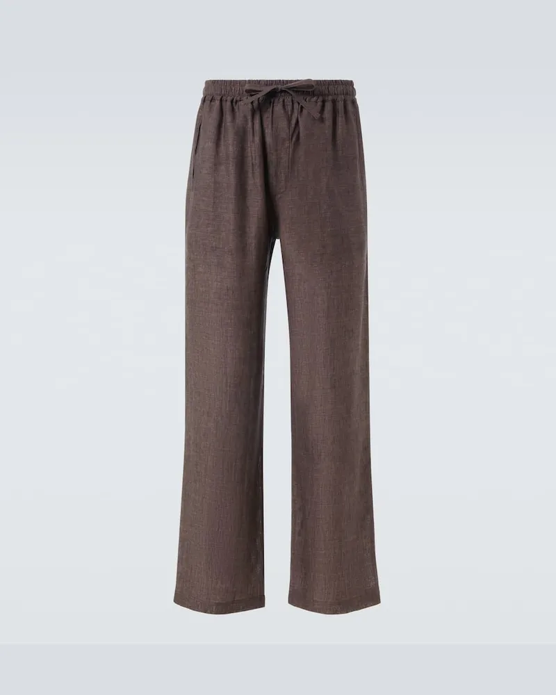 SAMAN AMEL Weite Hose aus Leinen Braun