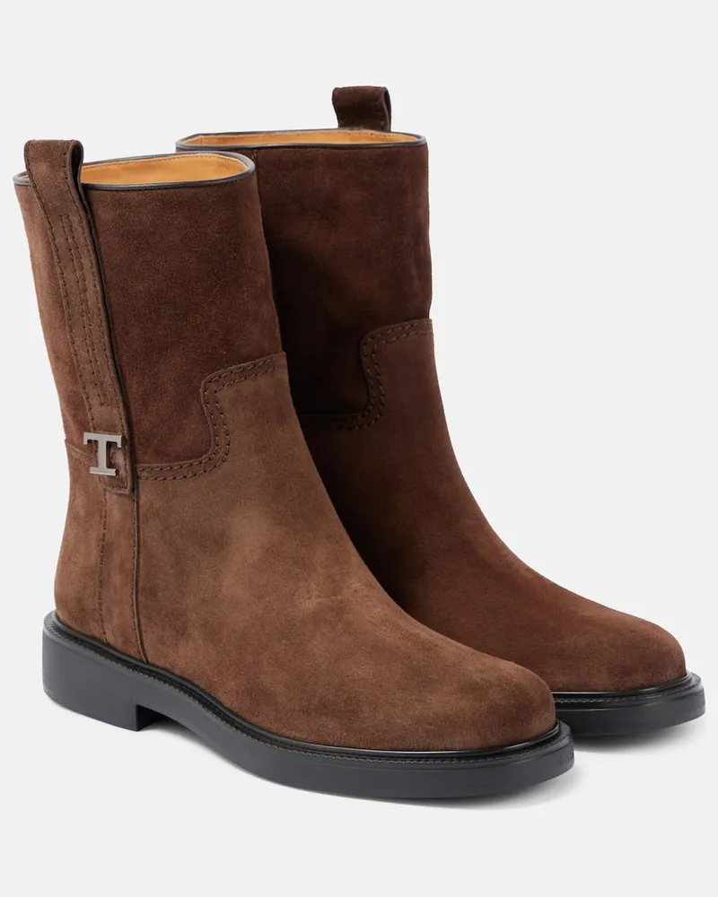 TOD'S Ankle Boots aus Veloursleder Braun