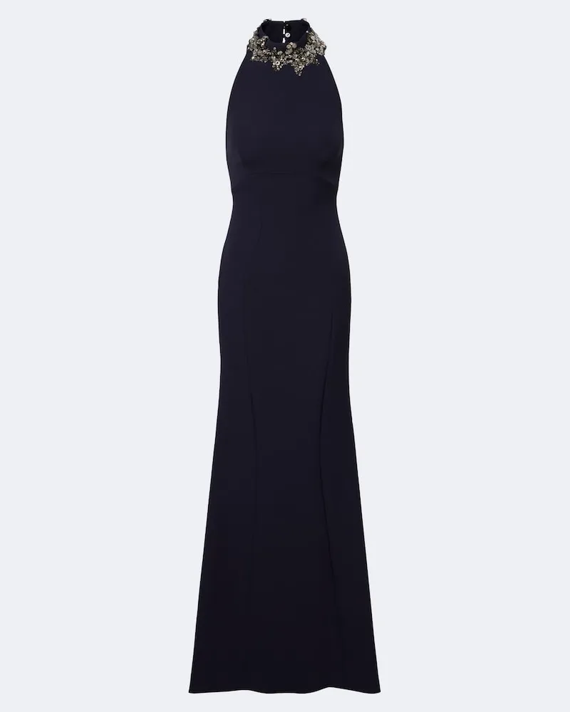 Safiyaa Verzierte Robe Lark aus Crêpe Blau