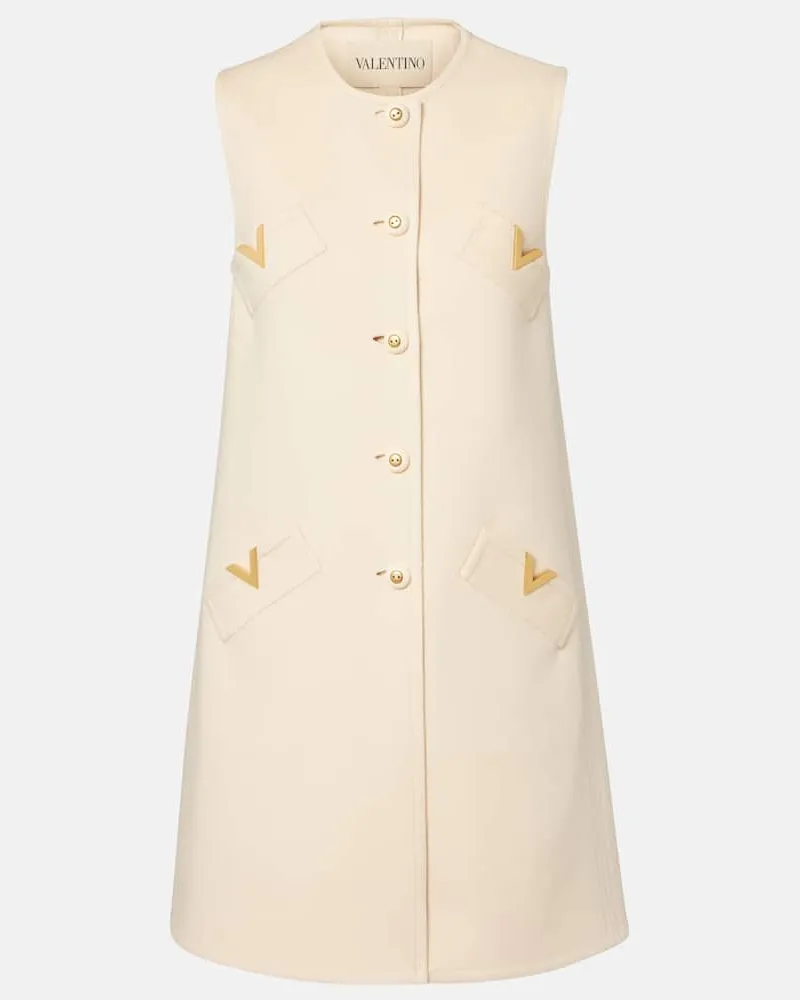 Valentino Garavani Minikleid VGold aus Wolle und Kaschmir Beige