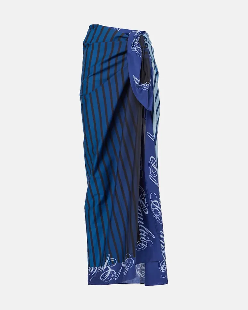 Jean Paul Gaultier Bedruckter Pareo aus Baumwolle Blau