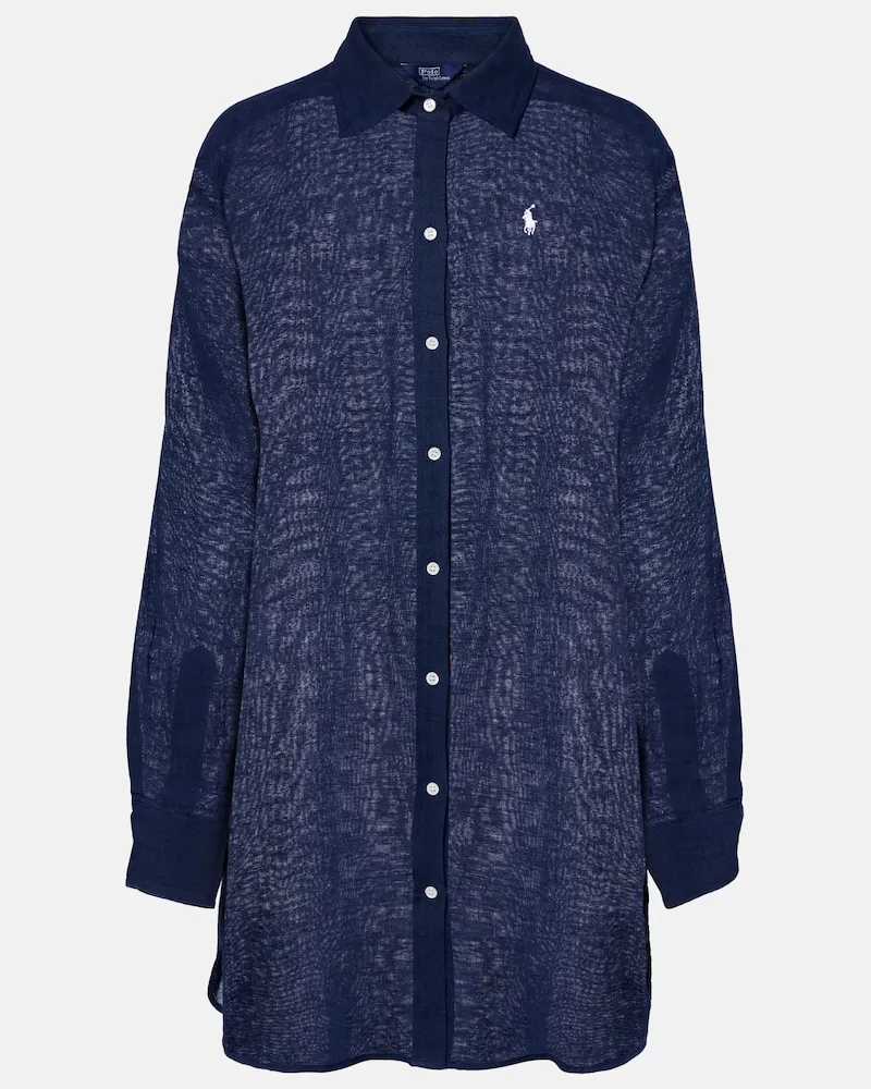 Ralph Lauren Hemd aus Baumwolle und Leinen Blau