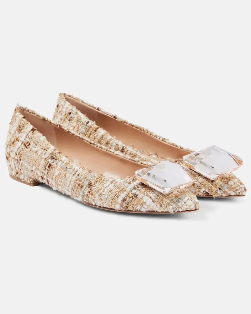 Gianvito Rossi Ballerinas Jaipur aus Bouclé Neutral