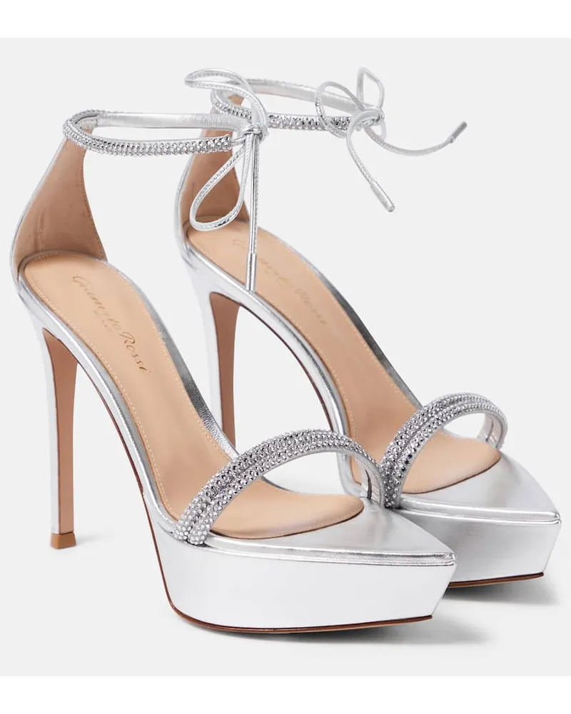 Gianvito Rossi Plateausandalen Burma aus Leder Silber