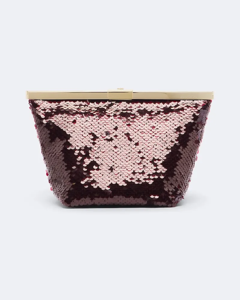 Jimmy Choo Clutch Ganache Small mit Pailletten Burgunderrot