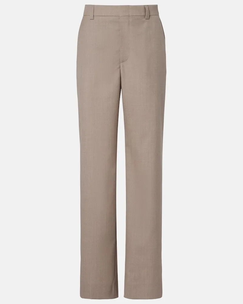 Gucci Weite Hose aus Wolle Beige