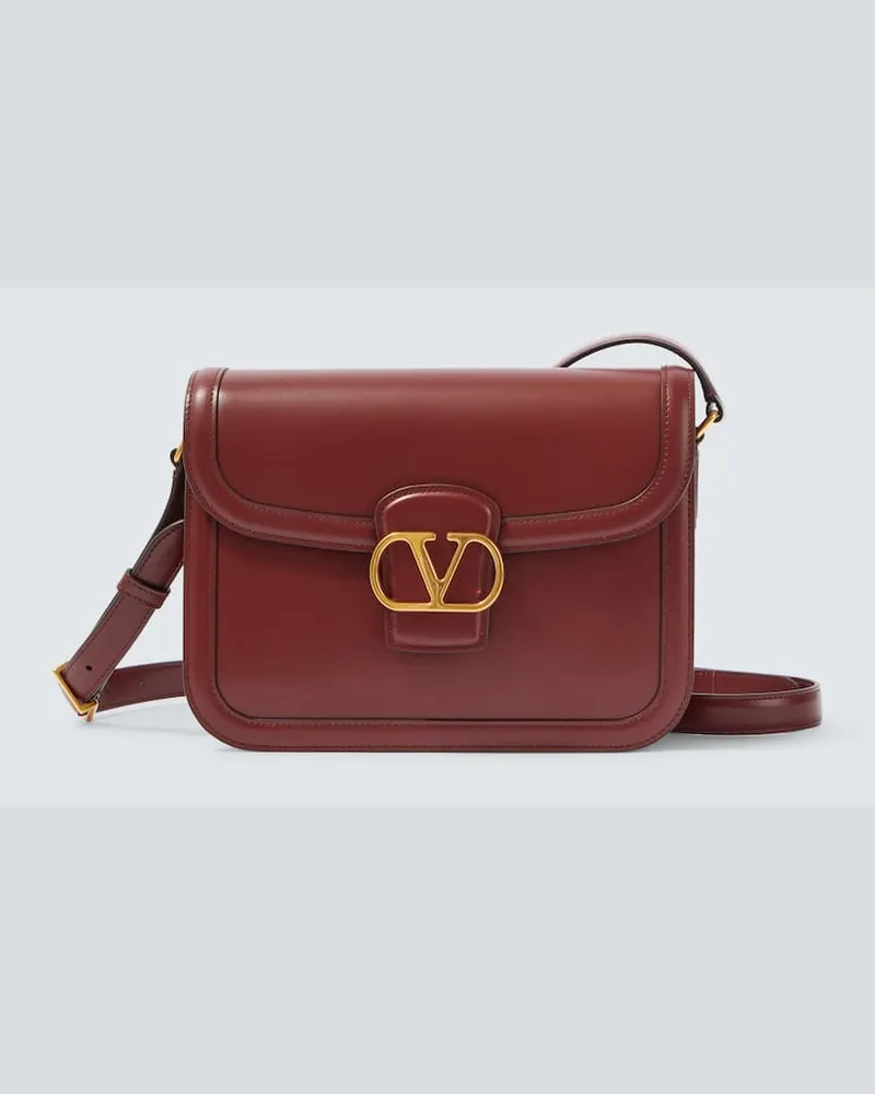 Valentino Garavani Crossbody Bag 9To5 VLogo aus Leder Burgunderrot
