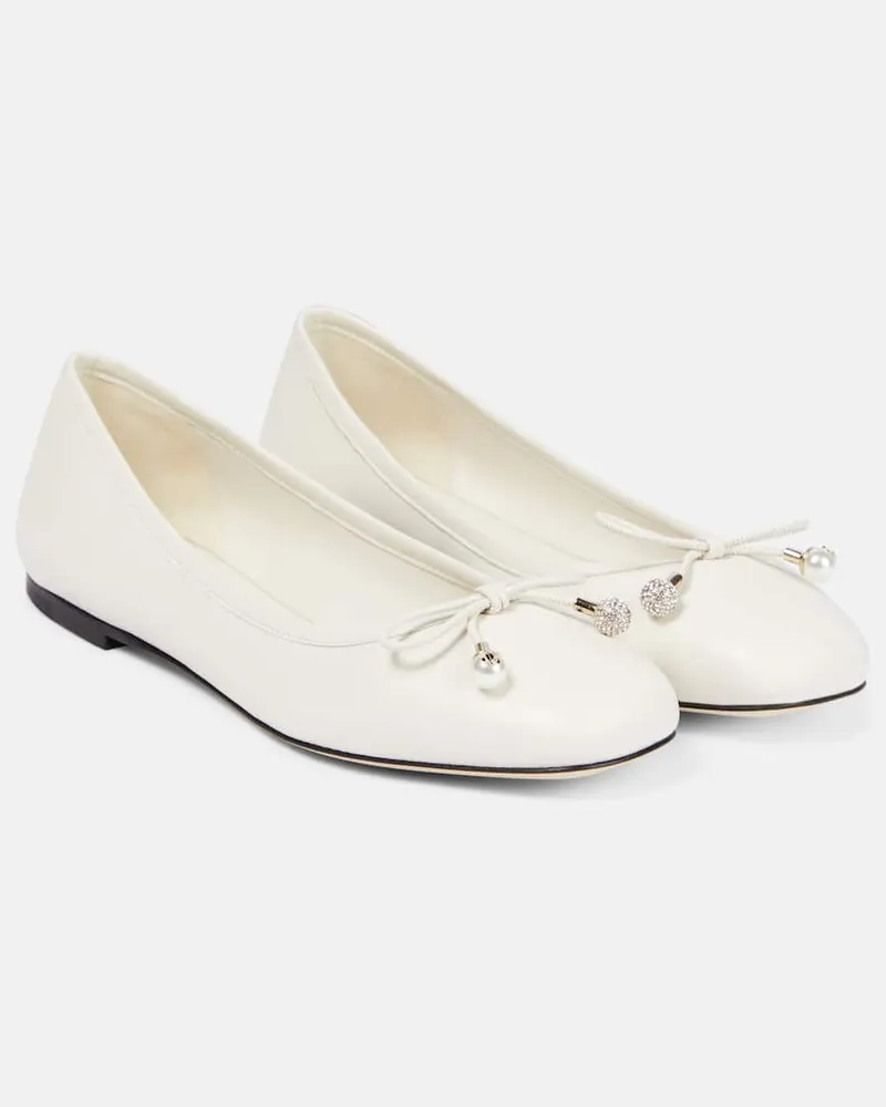 Jimmy Choo Ballerinas Elme aus Leder Weiß