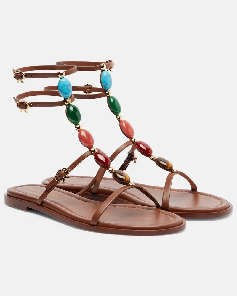 Gianvito Rossi Verzierte Sandalen Shanti aus Leder Braun