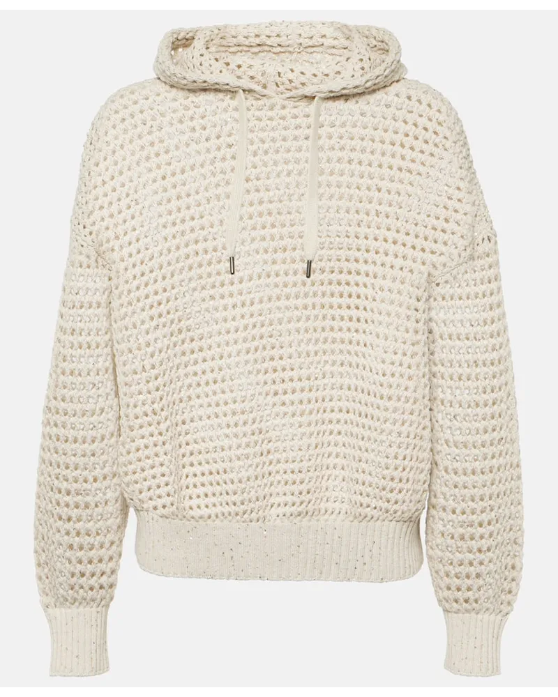 Brunello Cucinelli Hoodie aus einem Baumwollgemisch Beige