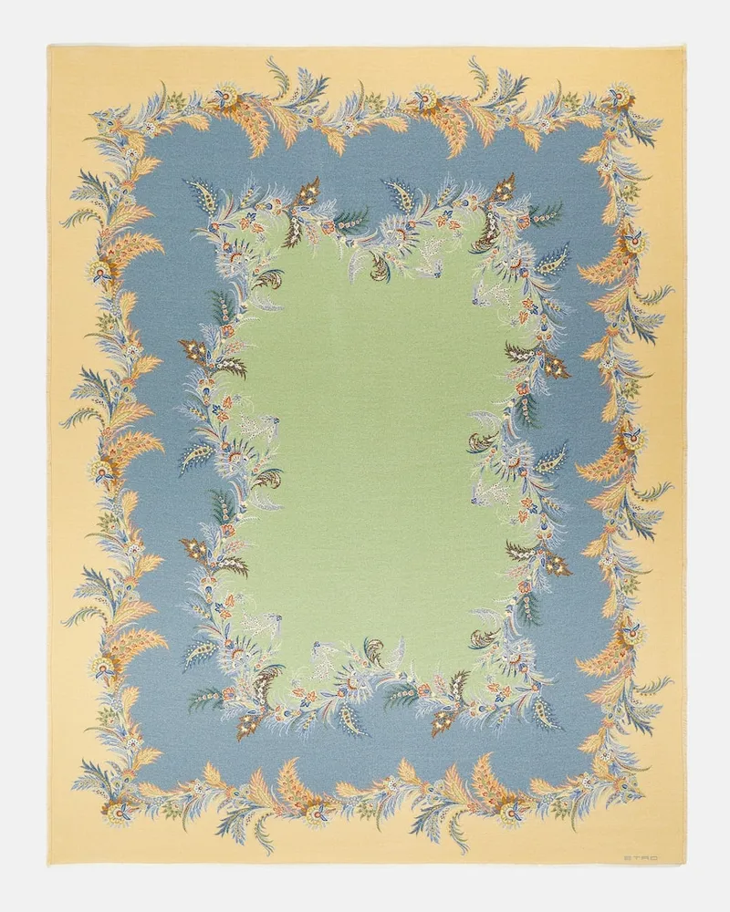 Etro Decke Caladium aus Wolle Blau