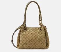 Schultertasche Parachute Small aus Veloursleder