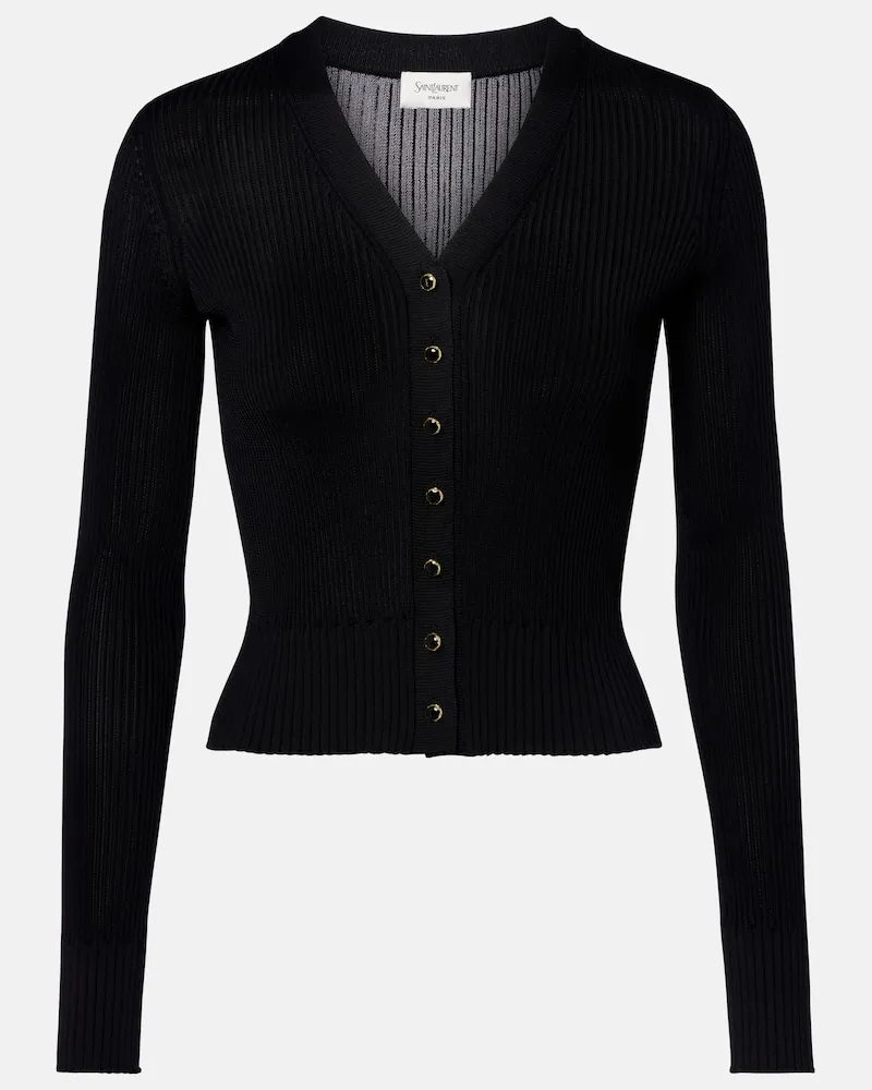 Saint Laurent Cardigan aus Wolle, Kaschmir und Seide Schwarz