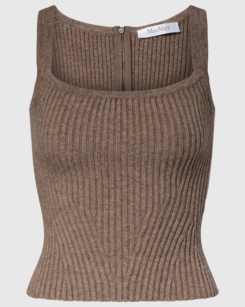 Max Mara Top Aretusa aus einem Wollgemisch Braun