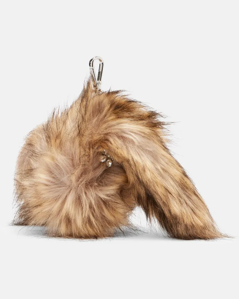 Simone Rocha Verziertes Münzetui aus Faux Fur Braun
