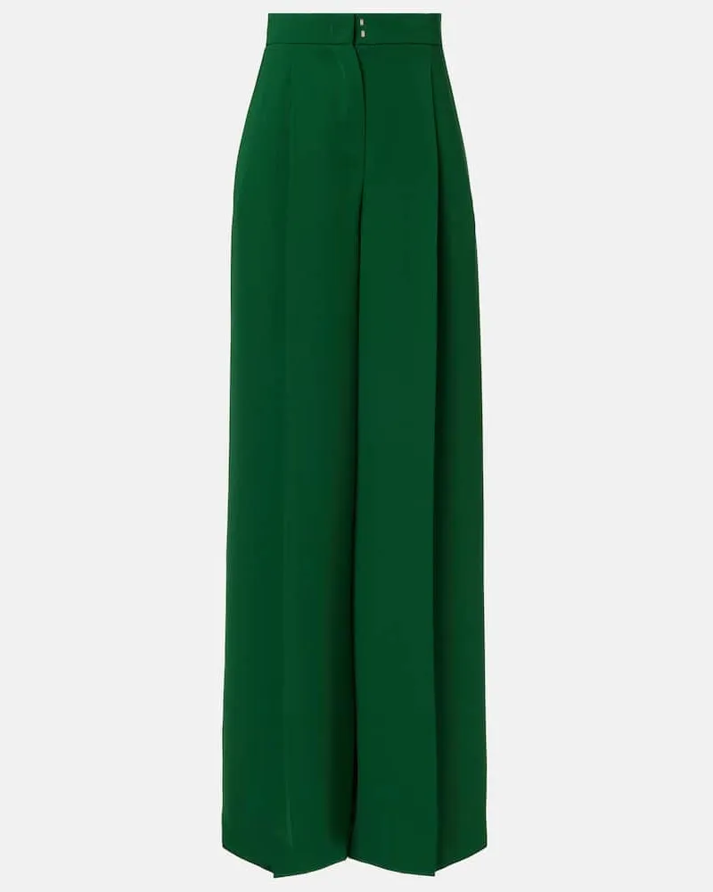 Max Mara Weite High-Rise-Hose Laccato aus Cady Grün