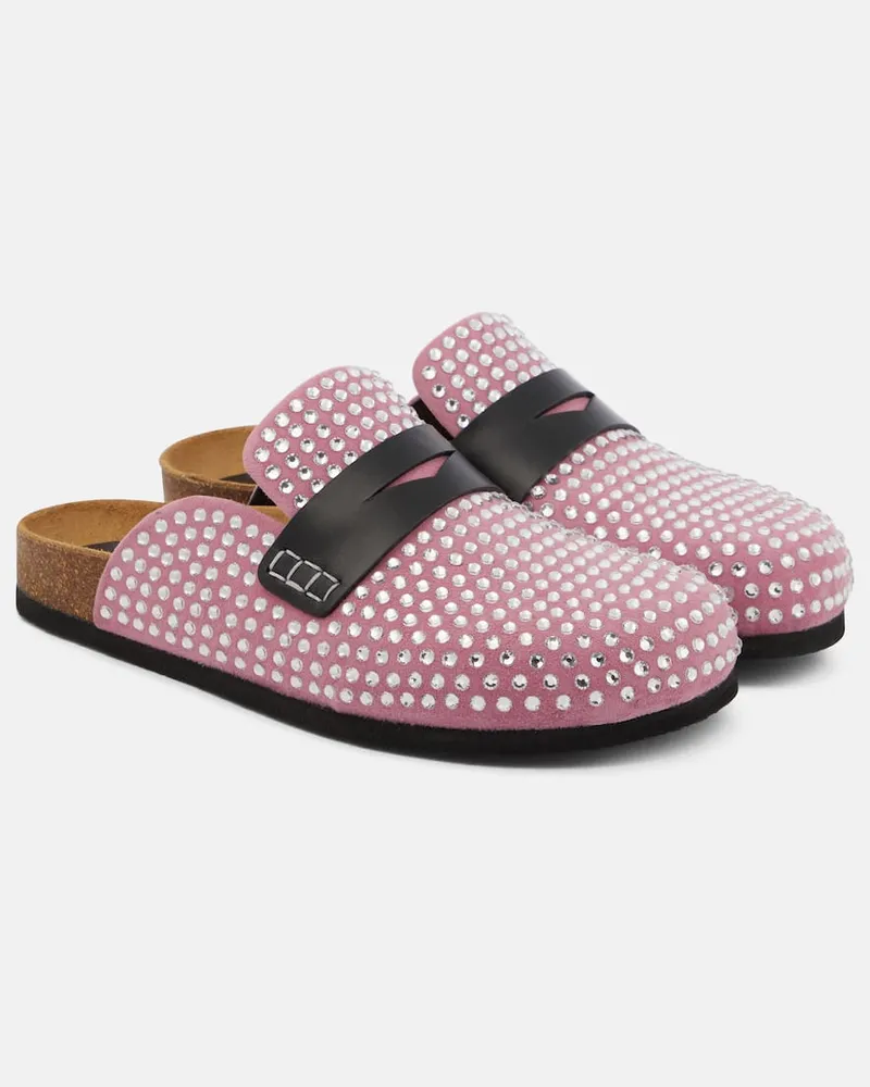 J.W.Anderson Verzierte Slippers aus Veloursleder Rosa