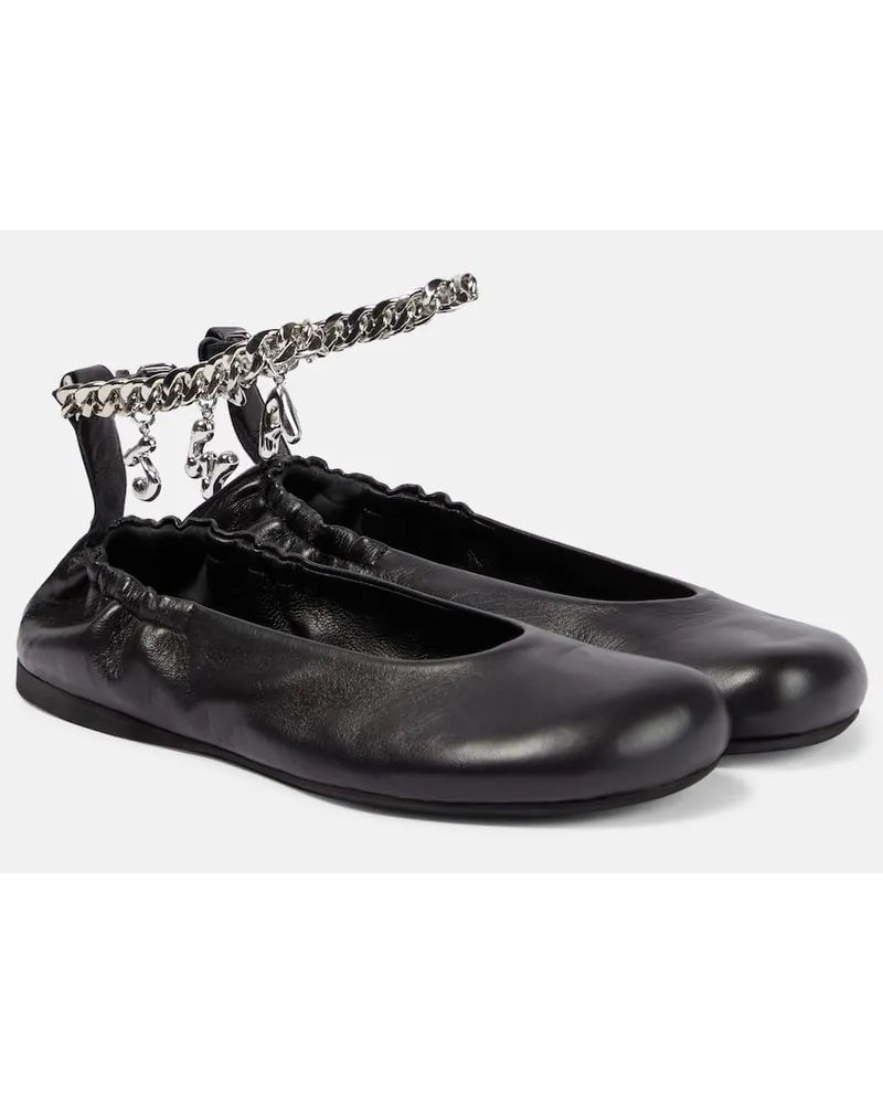 J.W.Anderson Ballerinas Charm aus Leder Schwarz