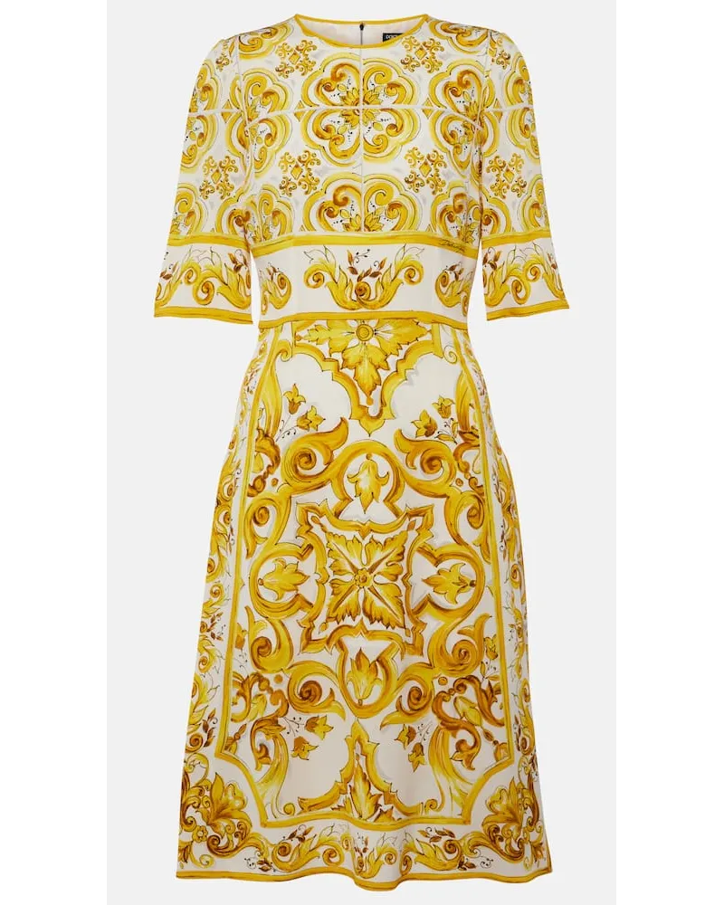 Dolce & Gabbana Midikleid Majolica aus Charmeuse Multicolor