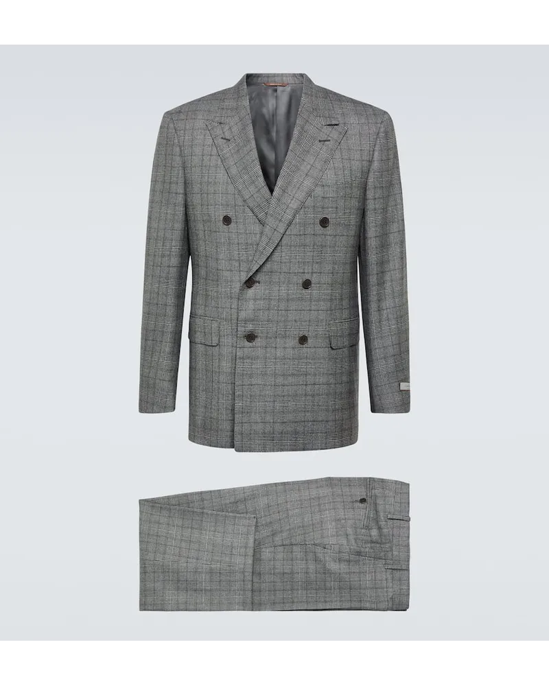 Canali Anzug Prince of Wales aus Wolle Grau