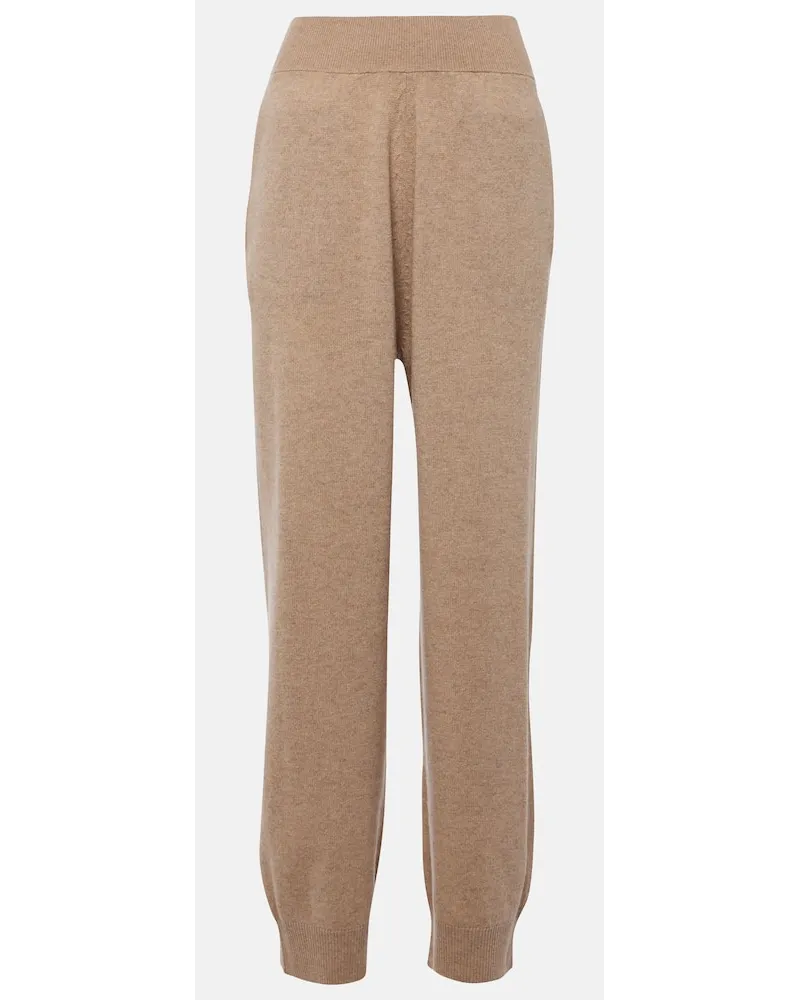 Stella McCartney High-Rise-Jogginghose aus Kaschmir und Wolle Beige