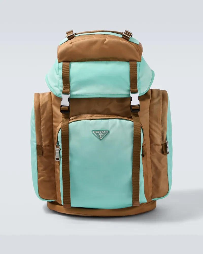 Prada Rucksack Large aus Re-Nylon mit Leder Braun