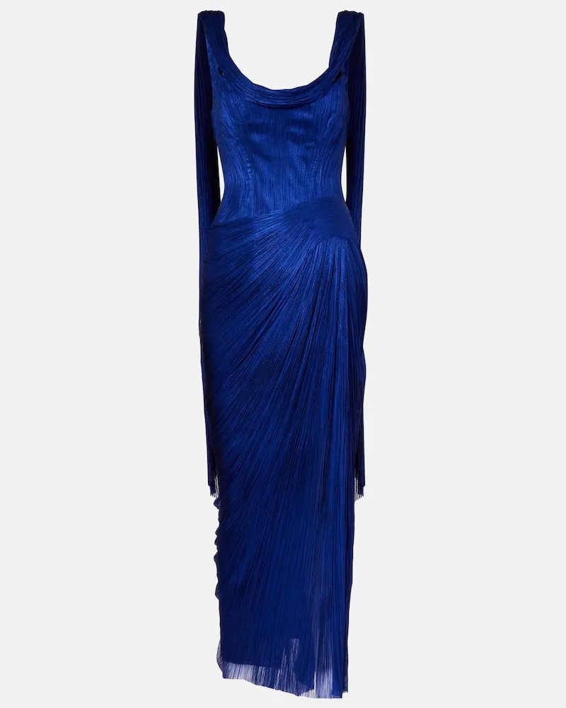 Maria Lucia Hohan Bustier-Robe Faye aus Seidentüll Blau