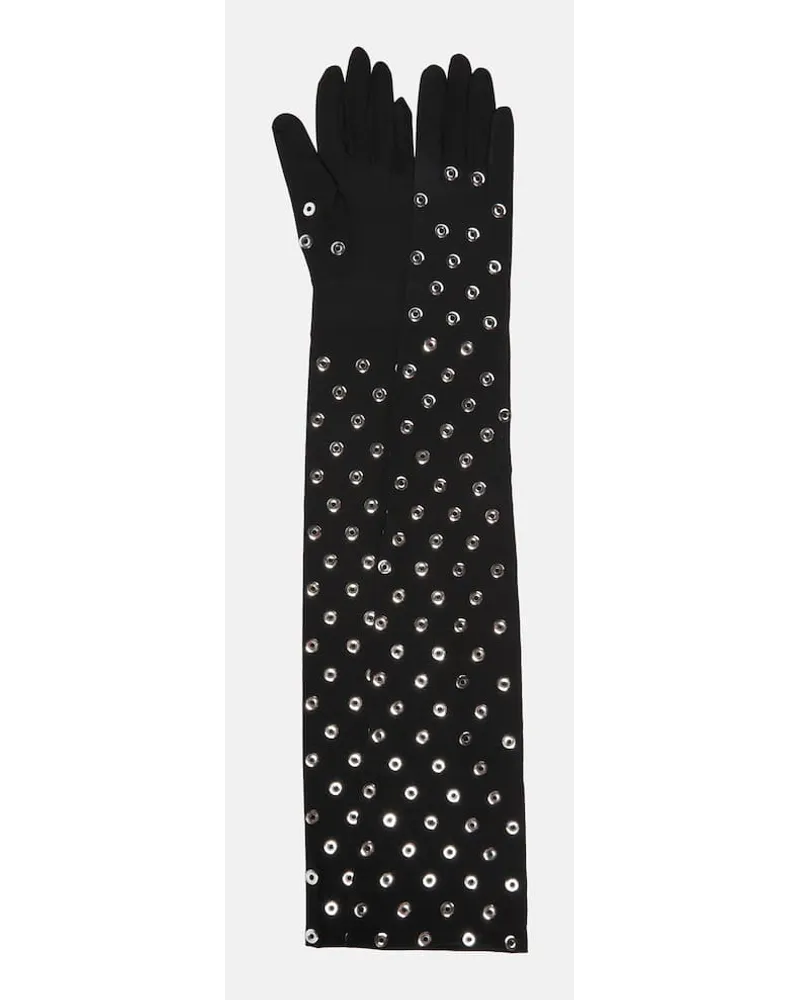 Alaïa Alaia Verzierte Handschuhe aus Jersey Schwarz