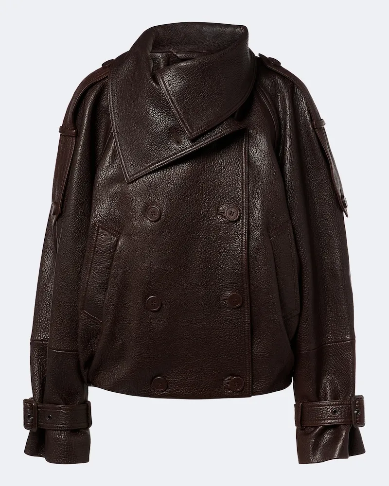 Acne Studios Cropped-Jacke aus Leder Braun