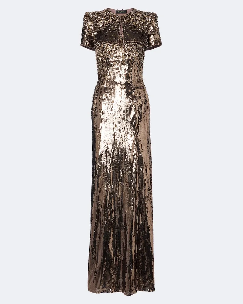 Jenny Packham Set aus verzierte Robe und Jacke Chiana and Rey Braun