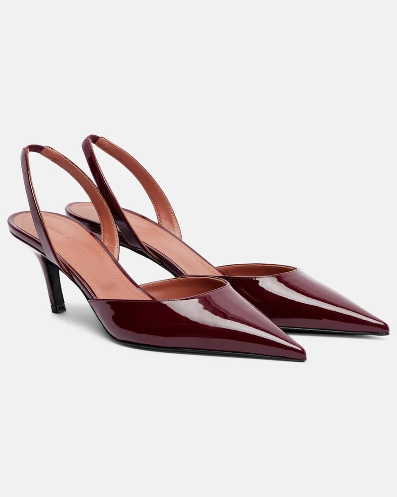 Amina Muaddi Slingback-Pumps Sofia 60 aus Lackleder Burgunderrot