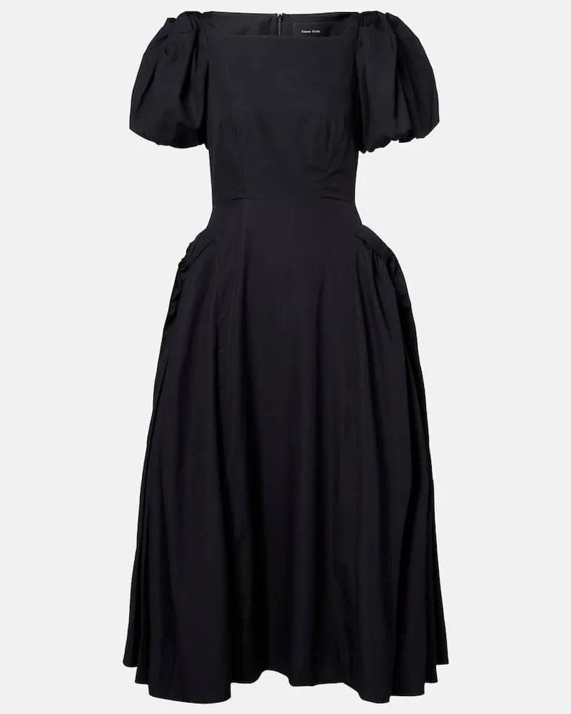 Simone Rocha Midikleid aus Baumwollpopeline Schwarz