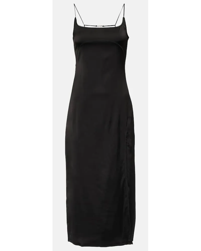 Jacquemus Midikleid La Robe Notte aus Satin Schwarz