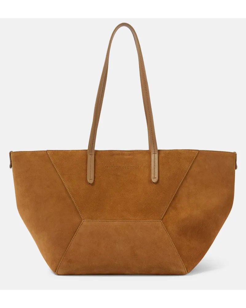 Brunello Cucinelli Tote Bag Duo Large aus Veloursleder Braun