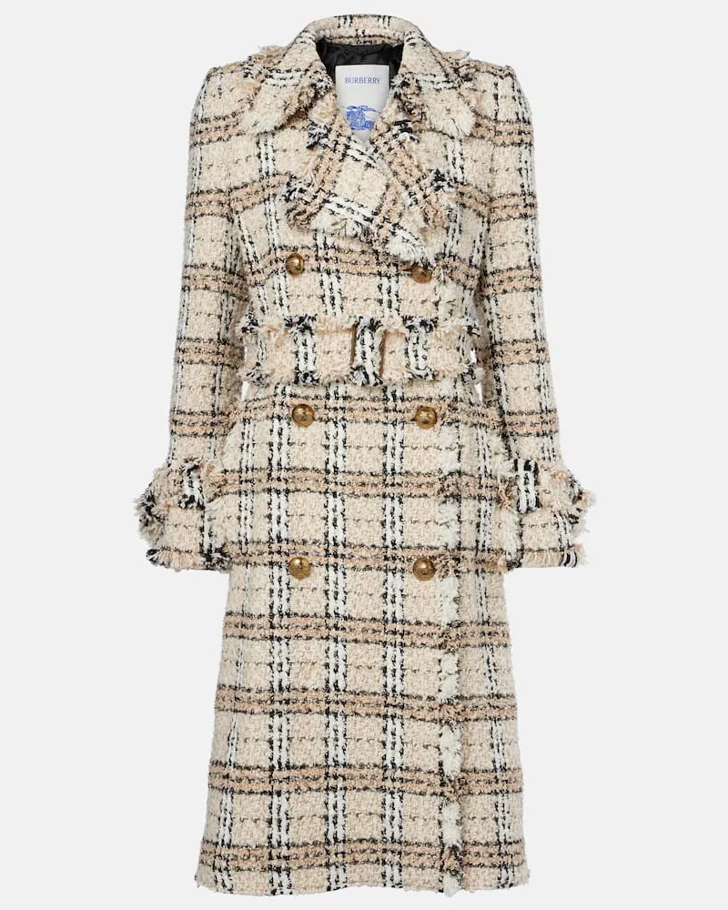 Burberry Mantel Burberry Check aus Bouclé Beige