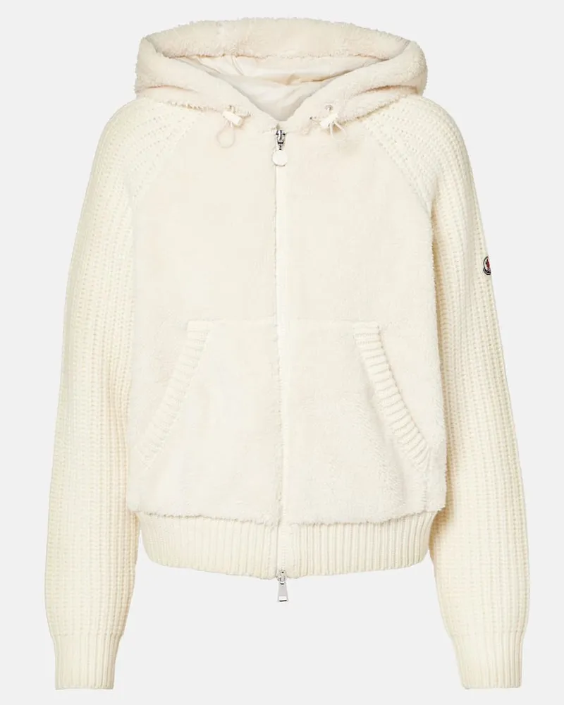 Moncler Kapuzenjacke aus Wolle und Teddyfleece Nude