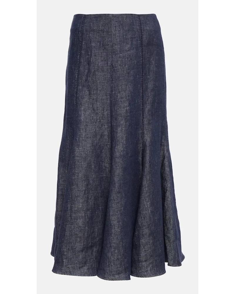 Gabriela Hearst Maxirock aus Leinen Blau