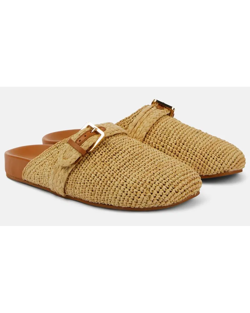 Robert Clergerie Slippers Quinta aus Raffiabast Beige