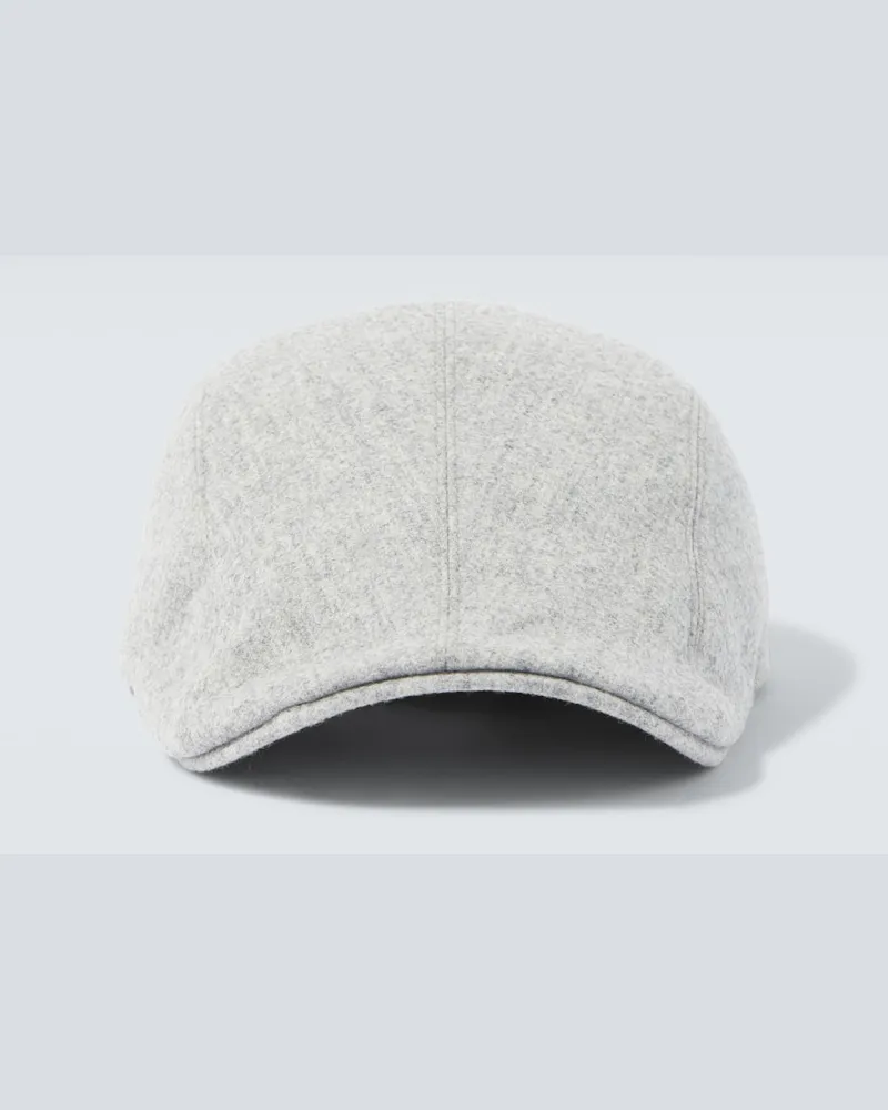 Brunello Cucinelli Bestickte Baseballcap aus Flanell Grau