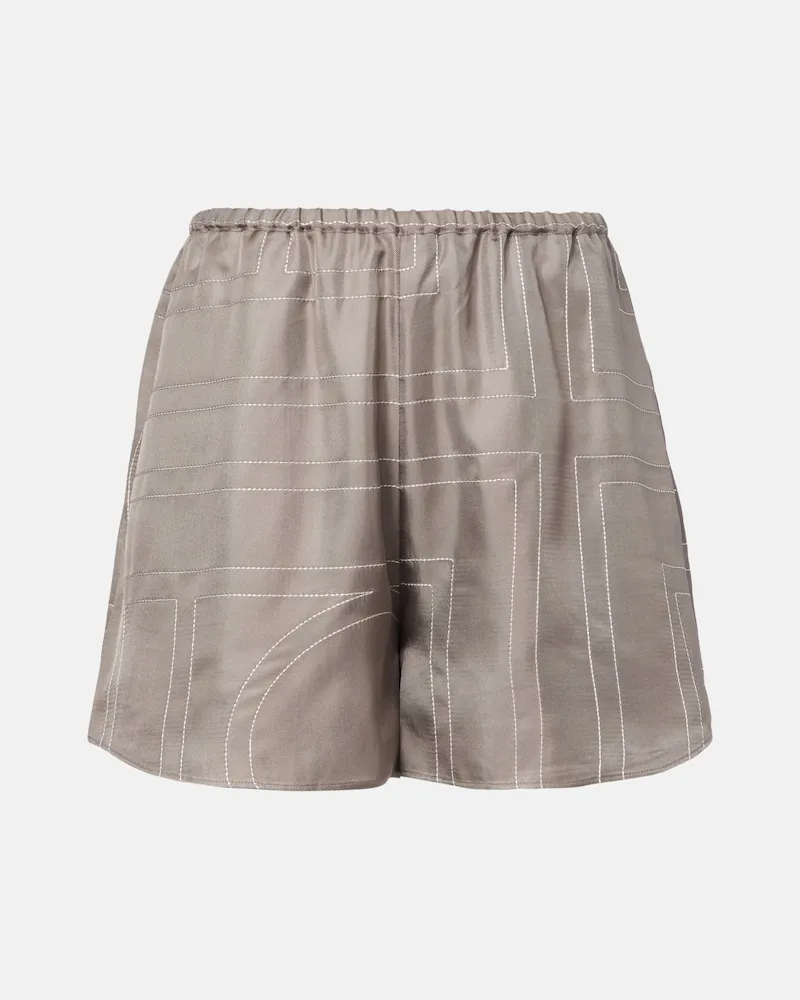 Totême Shorts aus Seiden-Twill Grau