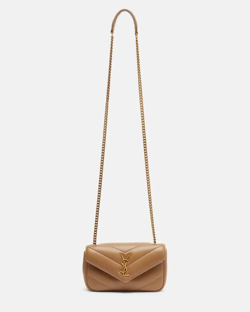Saint Laurent Schultertasche Lou Lou Mini aus Leder Braun
