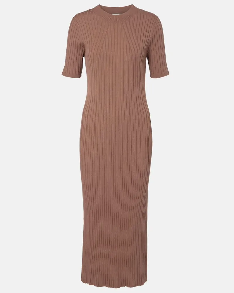 Varley Midikleid Maeve 2.0 aus Rippstrick Braun