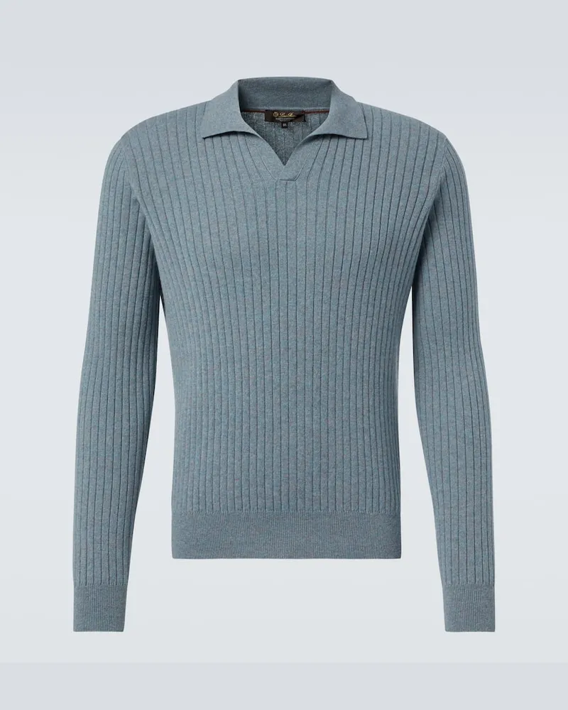 Loro Piana Polopullover Lexington aus Kaschmir Blau