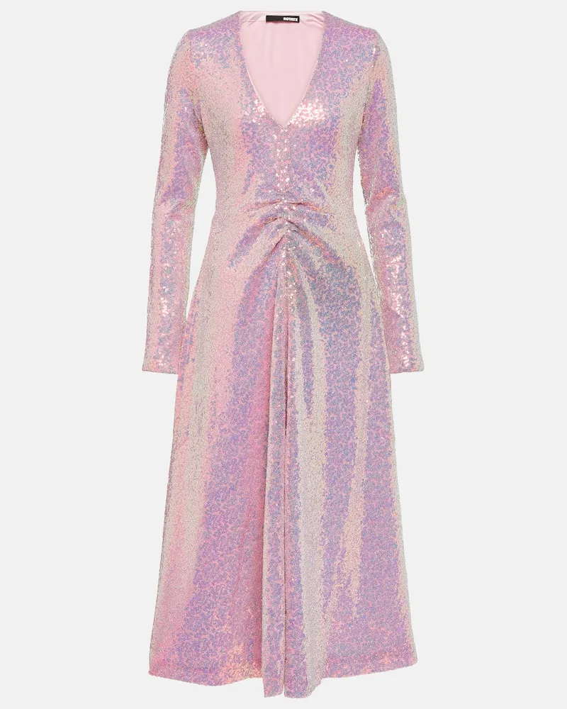 ROTATE Birger Christensen Midikleid mit Pailletten Rosa