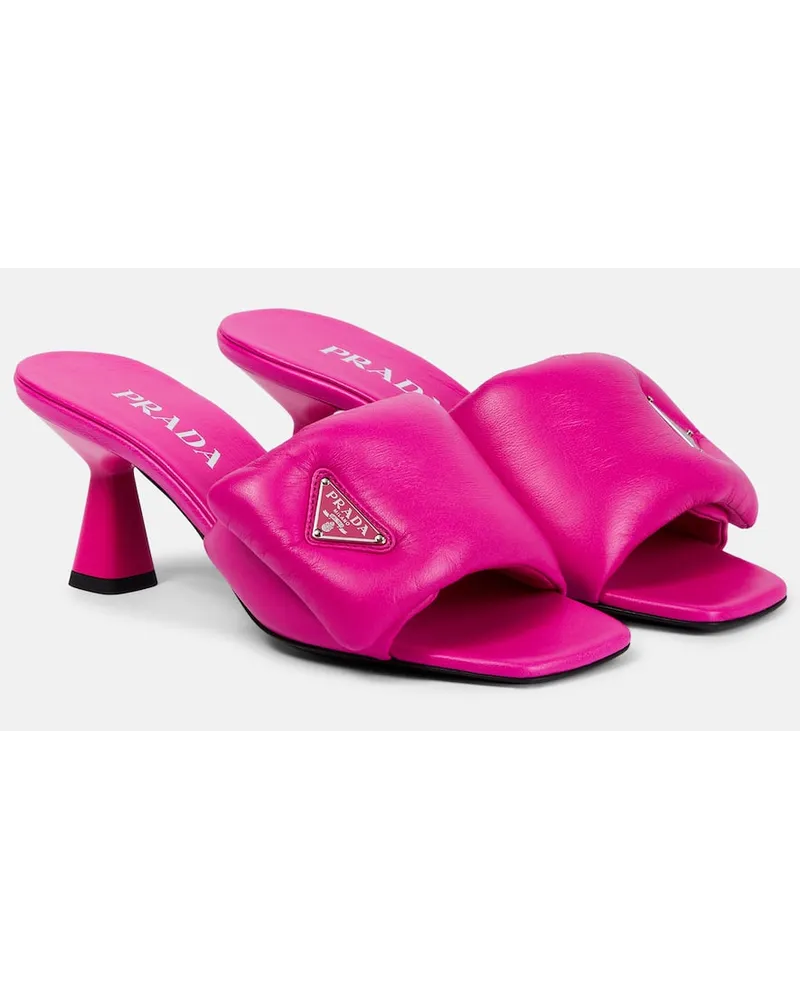 Prada Pantoletten aus Leder Pink